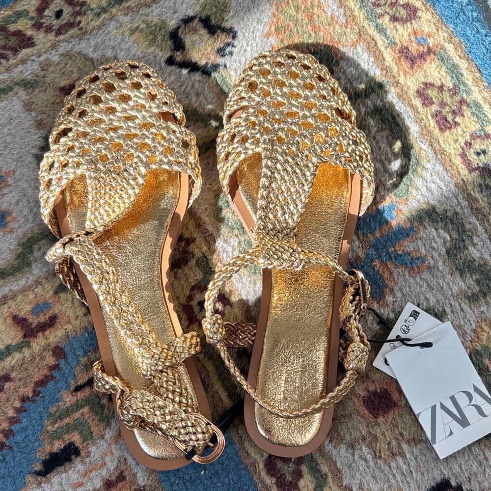 Zara Metallic Gold Women's Sandals